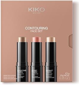KIKO Milano Contouring Face Set 01, Gezichtsmake-upset bestaande uit een blush, highlighter en oogcontourpoeder in stickformaat