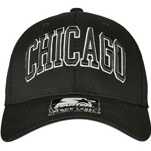 STARTER BLACK LABEL Uniseks Flexfit pet met Chicago-stick op de voorkant, Fitted Baseball Cap, zwart, L/XL