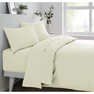 Sleepdown Hoeslaken van polyester-katoenmengweefsel, ivoorkleurig, super kingsize bed