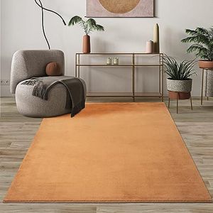 Mia's Tapijten, comfort, modern pluizig laagpolig tapijt, antislip onderkant, wasbaar tot 30 graden, superzacht, vachtlook, terra, 160 x 220 cm