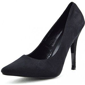 Gizelle Vrouwen Stiletto Hoge Hak Puntpompen Dames Party Clubbing Werk Hof Schoenen Maat 3-12, Zwart Suede, 37 EU