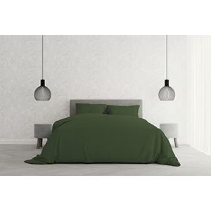 Italian Bed Linen Elegant dekbedovertrek, donkergroen, dubbele, 100% microvezel.