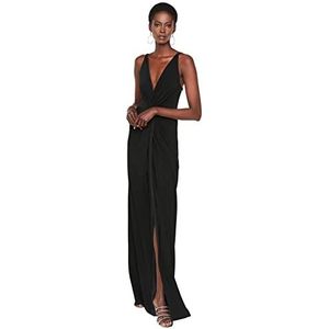 Trendyol Dames Shift Prom/Bridesmeiid Maxi Zeemeermin Regular Fit Knit Avondjurk, zwart, 60