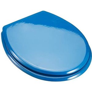 MSV Toiletzitting deksel MDF houten kern ""Donkerblauw"" scharnieren van roestvrij staal - hoogwaardige en stabiele kwaliteit