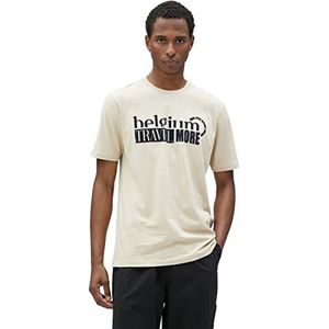 Koton Heren Slogan Bedrukt Crew Neck Short Sleeve Katoenen T-shirt, beige (057), S