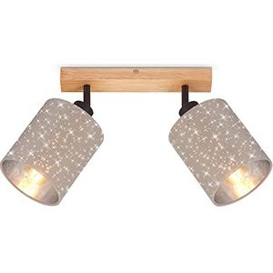 BRILONER Lampen - spotlamp, plafondspot met sterreneffect, plafondlamp, spotkoppen draai- en zwenkbaar, 2x E27, elk max. 25 watt, taupe, 285x130x155mm (max.259mm) (LxBxH)