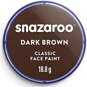 Snazaroo 1118999 Kinderschmink, huidvriendelijke hypoallergene gezichtsmake-up op waterbasis, vrij van parabenen - 18ml Pot, Dark Brown