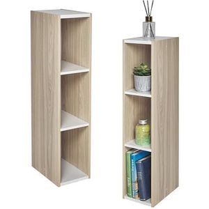 Iris Ohyama, Boekenkast / 3 niveaus kastplank / zijkasten / ruimtebesparende boekenplank, Modulable plank in hoogte verstelbaar 3,2 cm, Kantoor, Woonkamer - Space Saving Shelf - UB-9015 - LichtBruin