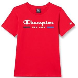 Champion Legacy Graphic Shop B - New York S/S Crewneck T-shirt, dieprood, 13-14 jaar kinderen en jongens SS24, Rood, 13-14 jaar
