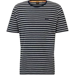 BOSS Heren TalesStripe Relaxed-Fit T-shirt van puur katoen met dwarsstrepen, Light/pastel Grey51, M