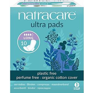 Natracare Natural Uitra Pads W/Wings - Lange W/Organic Cotton Cover - 10 Pack