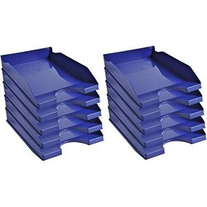 Exacompta - ref. 123104D - set van 10 Brievenbakken ECOTRAY - Afmetingen: 34,5x25,5x6,5 cm - voor A4+ documenten - nachtblauwe kleur - Blauer Engel gecertificeerd