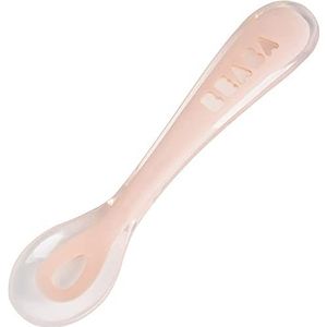 BÉABA - Siliconen lepel voor baby's en peuters - vanaf 8 maanden - zacht - afgeronde randen - ergonomische greep - roze