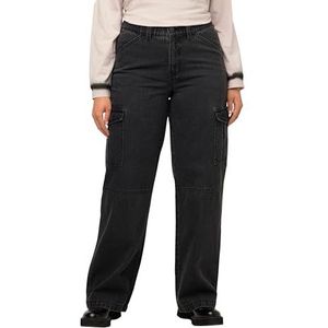 Ulla Popken Cargo-denim broek voor dames, zwart, 42 NL