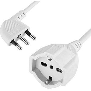 Electraline 46108 verlengkabel SP/ITA/PR, geaarde stekker, universeel stopcontact, netstekker 16 A, kabel: 3 x 15 mm, 5 m, wit