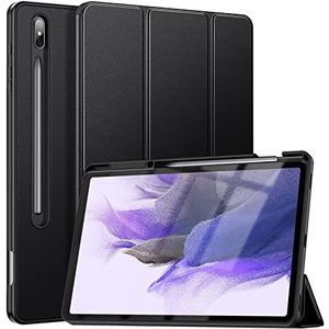 Ztotop Hoesje voor Samsung Galaxy Tab S8+ Plus 2022/S7 FE 2021/S7 Plus 2020 12,4 inch, met S-penhouder, zachte TPU-achterkant, met automatische slaap-/waakfunctie, voor S8+/S7 FE/S7+ tablet, zwart