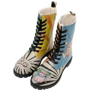 Femme Cuir Vegan Multicolore Bottes Longues - Dogo Cool Motif