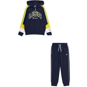 Champion Legacy Retro Sport Sweatsuits B - Ultralight Spring Terry Hooded Full Zip Sportpak, Marineblauw, 5-6 jaar Kinderen en jongeren SS24, Navy Blauw, 5-6 Jaar