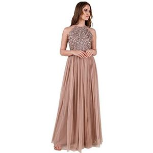 Maya Deluxe Robe Longue Two Nu à Pailletten Pour D'honneur, Bal de Fin D'année, Mariage bruidsmeisjesjurk voor dames, Rouge Taupe, 52 NL