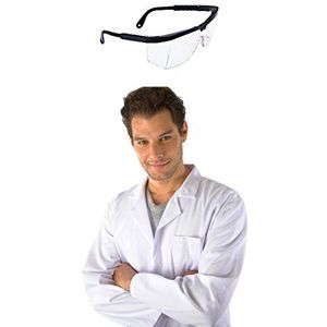 Dr. James SLK-XS Unisex Polycotton Lab jas en anti-kras veiligheidsbril, studentenlab kit, X-Small, wit