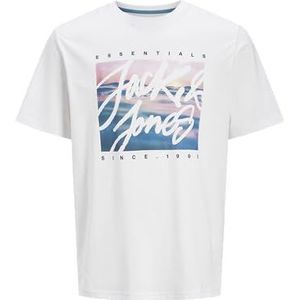 JACK & JONES Heren Jjcolton Photoprint Tee Ss Crew Neck, wit, XS