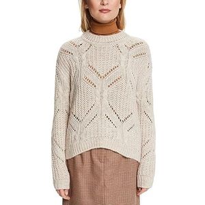 ESPRIT Open gebreide trui van wolmix, Dusty Beige, L