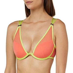 KARL LAGERFELD Dames Sheer Strappy Demi Cup BH, Helder koraal, L