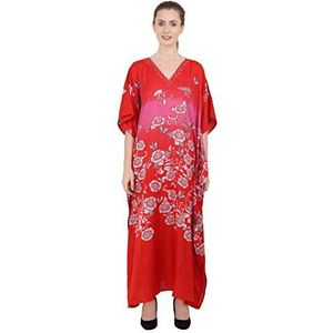 Miss Lavish London Dames kaftans kimono maxi-stijl jurken, S-3XL, normale tot grote maten kaftans, 134-rood, one size