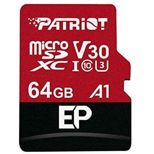 Patriot memory PEF64GEP31MCX 64 GB EP A1 per micro SD card SDXC voor Android mobiele telefoons en tablets, 4K-video-opname Extreem vermogen