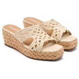GIOSEPPO - Brimfield - Sandalen - Ivoor - Gevlochten Leer en Jute Sleehak