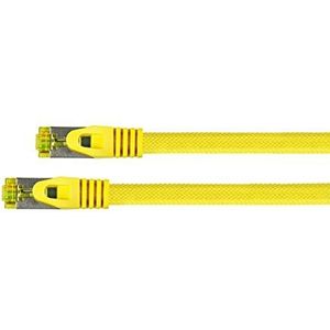PYTHON RJ45 Ethernet LAN-patchkabel met Cat. 7 ruwe kabel, met vergrendelingsbescherming RNS en nylon vlecht, S/FTP, PiMF, halogeenvrij, 500MHz, OFC, 10-gigabit-compatibel - geel, 15m