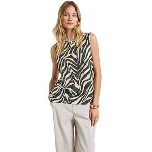 Street One - Gedessineerde Basic Top - Groen - 100% Katoen