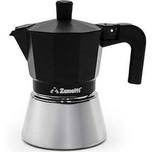 zanetti, Star Espressomachine, voor inductie, 3 kopjes, espresso-apparaat met ketel van roestvrij staal en ergonomische handgrepen, geschikt voor inductie, 3 kopjes, kleur zwart
