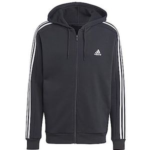 Adidas Heren Volwassen Essentials Fleece 3-Stripes Full-Zip Hooded Track Top, Zwart, XS, Zwart, XS