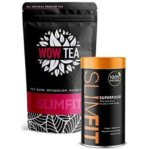 WOW TEA: Dual Tea & Maaltijdvervanger Superfood Combo | Gewichtsverlies en detox-thee | 9 Superfoods | Biologische kruidenthee met losse bladeren | 300g, Made in EU