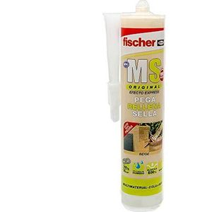 fischer Polymeer siliconen beige MS PLUS | Anti-schimmel kit voor voegen badkuip, ramen, scheuren, sterke lijm (290 ml)