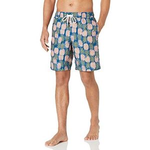 Amazon Essentials Heren 9"" sneldrogende zwembroek, marineblauw perzik ananas print, L