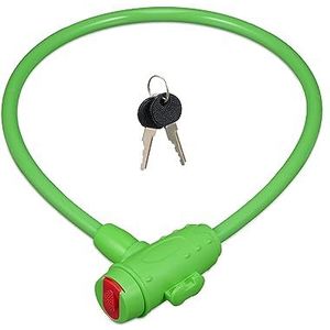 Relaxdays kinderfietsslot, 2 sleutels, 70 cm lang, slot voor kinderfietsen & kindersteppen, dun kabelslot, groen