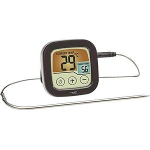 TFA Dostmann digitale grill- en braadthermometer, 14.1509.01, BBQ thermometer voor het optimaal toebereiden van vlees, voor bakoven en grill, met alarmtoon, zwart, (L) 72 x (B) 25 x (H) 72 mm