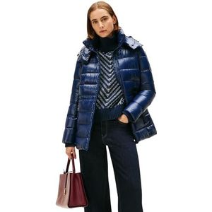Tommy Hilfiger Dames GLOSS HW DOWN TAILLE REG JAS WW0WW47355 Puffer Coat, blauw, XXS, Blauw (Donker Nacht Marine), XXS