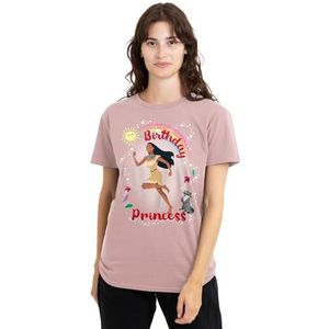 Pocahontas Verjaardag prinses met Meeko dames T-shirt, roze, medium, roze, M