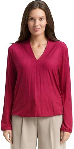 TOM TAILOR T-shirt met lange mouwen voor dames, 39083 - Irregular Pink Graphic Design, XL