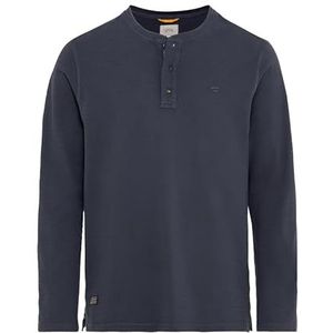 camel active Henley shirt met lange mouwen voor heren van puur katoen, donkerblauw, S