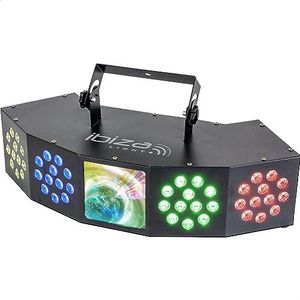 Ibiza - COMBI-FX4 - Veelzijdig 3-in-1 WASH - MOON - STROBE lichteffect met 6 DMX kanalen - 4 x 12 RGBW LED's