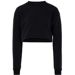 Nally Sweatshirt voor dames met lange mouwen van 100% polyester met ronde hals, zwart, maat M, Zwart, M