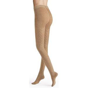 Hudson Dames panty 015777 Winter PLAIT, gebreide broek, 36/38, beige, warm en zacht, vlechtpatroon, drukvrije comfortabele tailleband, vlakke, met de hand gefestonneerde teennaad, beige., 36/38