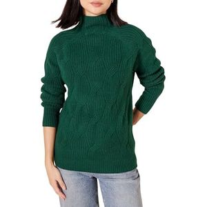 Amazon Essentials Dames Soft Touch Trechter Neck Kabel Jumper, Donkergroen, M