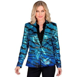 Widmann - Party Fashion Blazer met pailletten voor dames, blauw, golven, disco fever, colbermove, jacket
