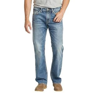 Silver Jeans Co. Heren Zac Relaxed Fit Straight Leg Jeans, Ondoorzichtig, Klassieke donkere indigo, 30W / 30L