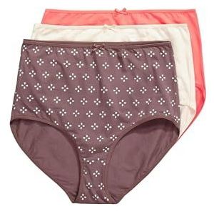 Ulla Popken - Slip - Bruin - Koraal - Wit - High Waist - Jersey